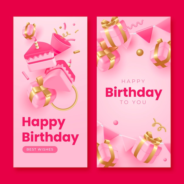 Realistic birthday template design