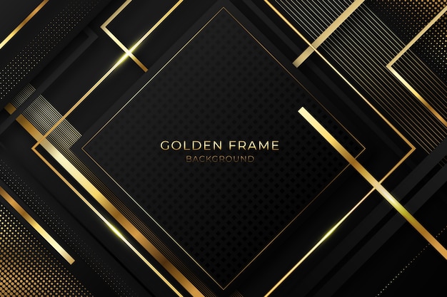 Realistic black background with golden frames