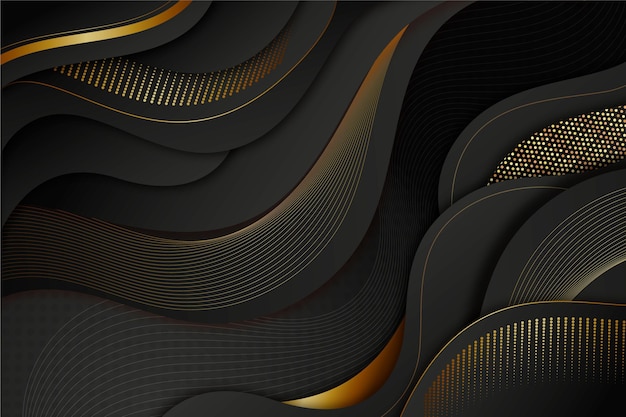 Бесплатное векторное изображение Реалистичный черный фон с золотыми текстурами