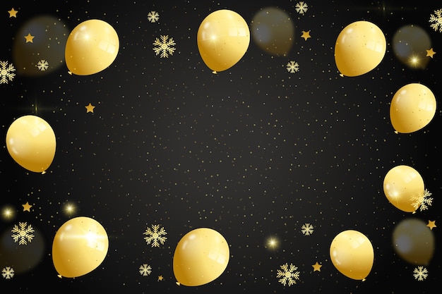 Free vector realistic black background with golden textures