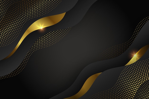 Free vector realistic black background with golden textures