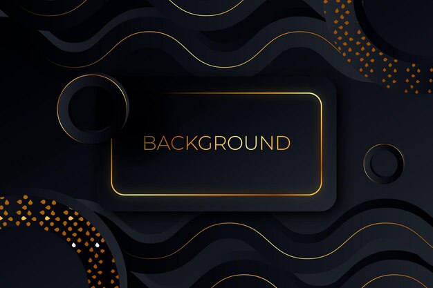 Free vector realistic black background with golden textures