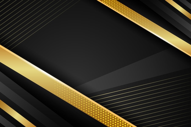 Free vector realistic black background with golden textures