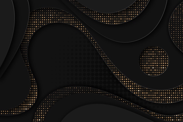 Free vector realistic black background with golden textures