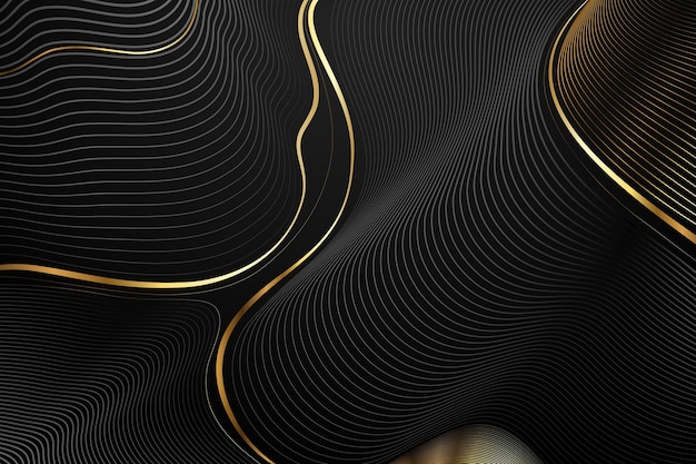 Realistic black background with wavy lines