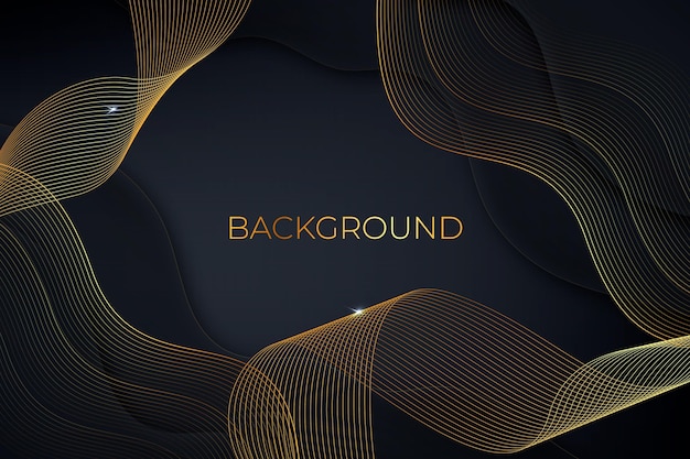 Free vector realistic black background with wavy lines