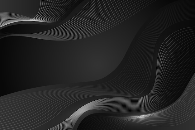 Realistic black background with wavy lines