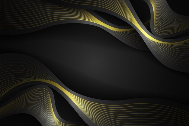 Realistic black background with wavy lines