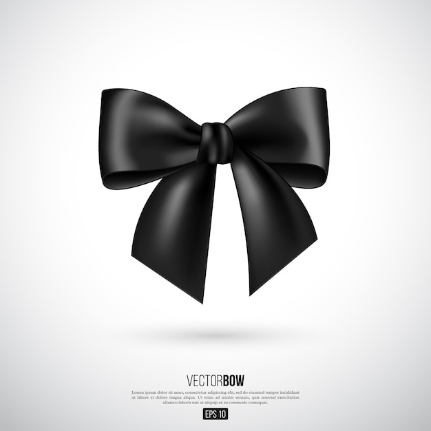 Realistic black bow and ribbon. Element for decoration gifts, greetings, holidays. Vector illustration.