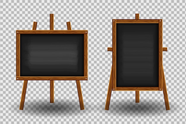 Free vector realistic black chalkboard with wooden frame