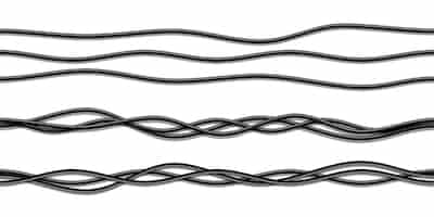 Бесплатное векторное изображение Реалистичные черные электрические кабели изолированы на белом