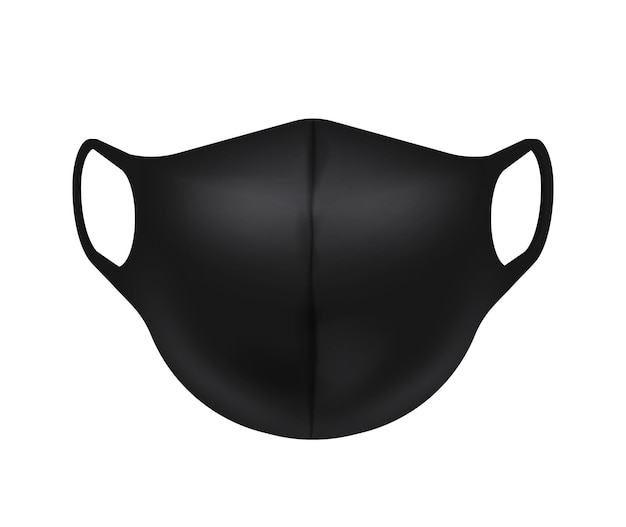 Realistic black face mask on white background vector illustration