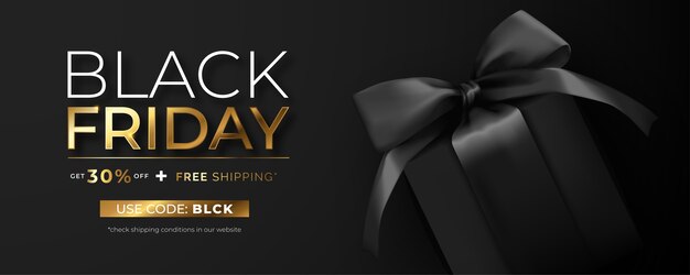 黒のプレゼントと現実的なブラックフライデーのバナー