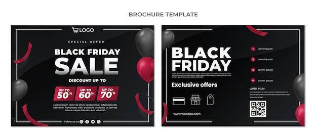 Realistic black friday brochure template