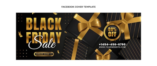 Vettore gratuito copertina facebook realistica del black friday