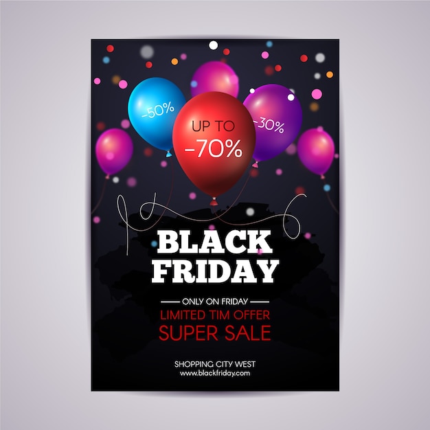 Realistic black friday flyer template