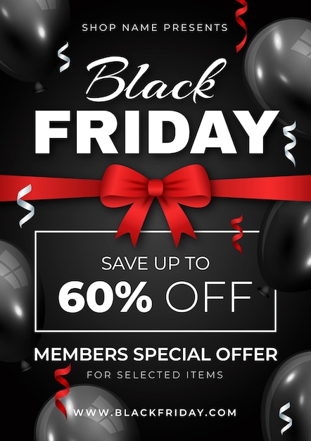 Free vector realistic black friday flyer template