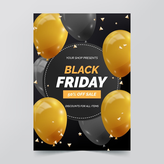 Realistic black friday flyer template