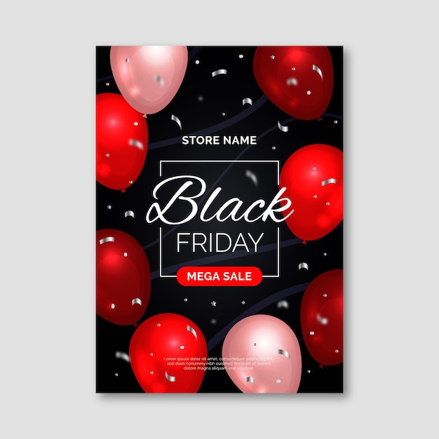 Free vector realistic black friday flyer template