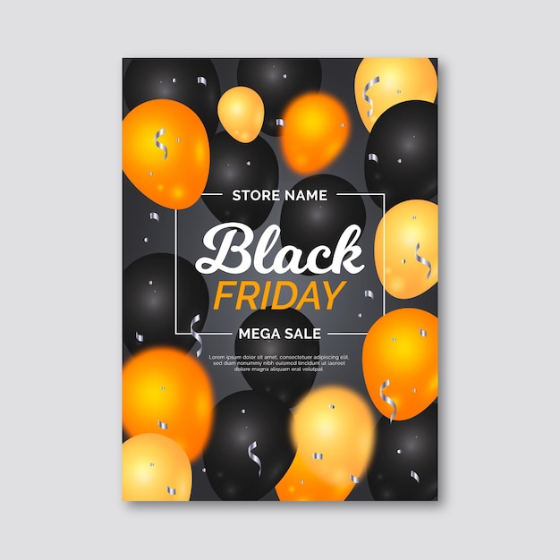 Free vector realistic black friday flyer template