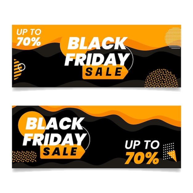 Vettore gratuito set di banner orizzontali realistici del black friday