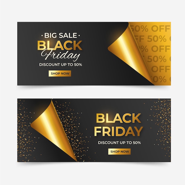 Set di banner orizzontali realistici del black friday