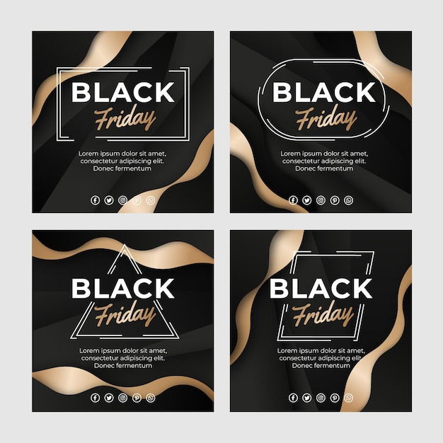 Free vector realistic black friday instagram posts collection