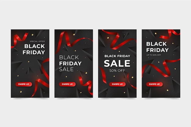 Free vector realistic black friday instagram stories collection