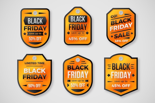 Free vector realistic black friday labels collection