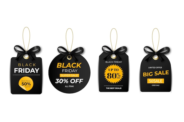 Realistic black friday labels collection