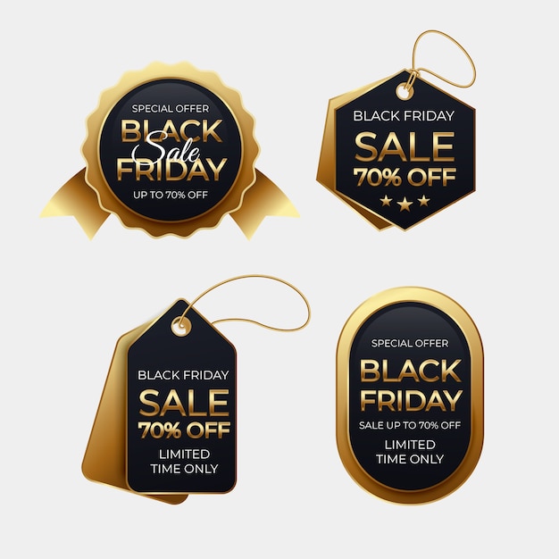 Free vector realistic black friday labels collection