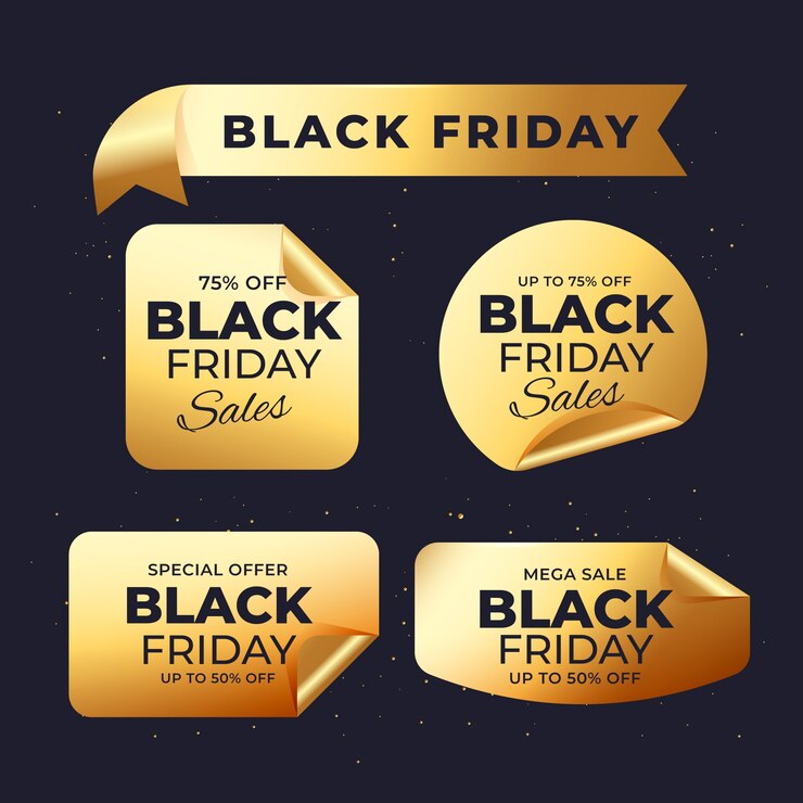 Free Vector realistic black friday labels collection