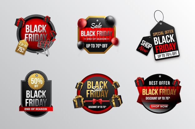 Vettore gratuito collezione di etichette realistiche del black friday