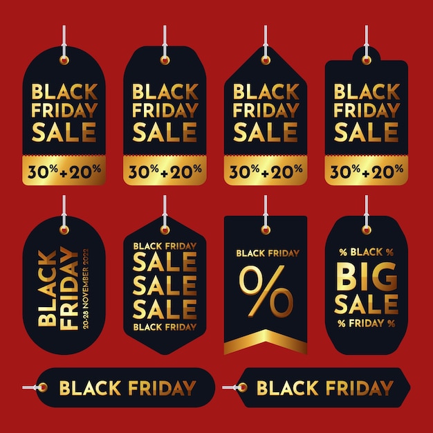 Vettore gratuito collezione di etichette realistiche del black friday