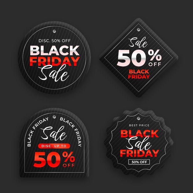 Realistic black friday labels collection