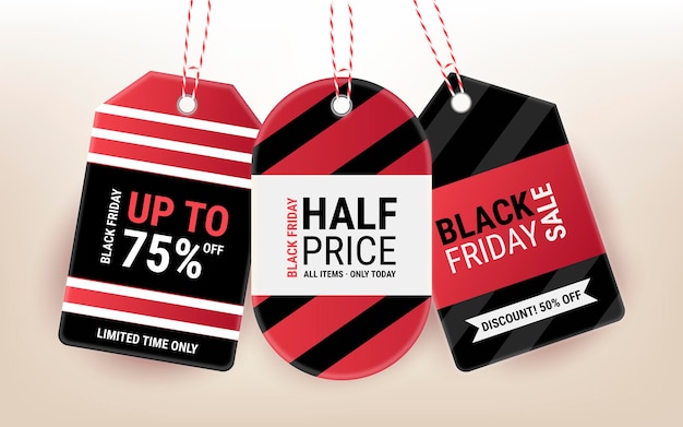 Collezione di etichette realistiche del black friday