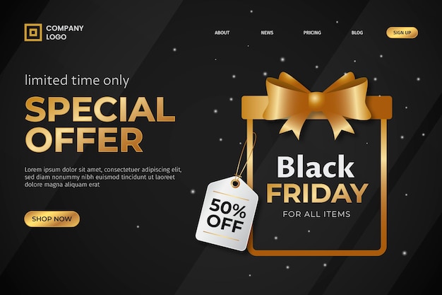 Free vector realistic black friday landing page template