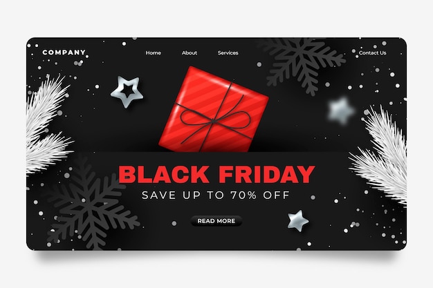 Realistic black friday landing page template