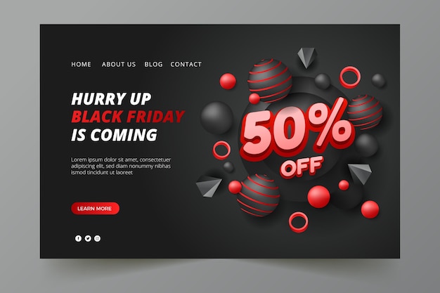 Free vector realistic black friday landing page template