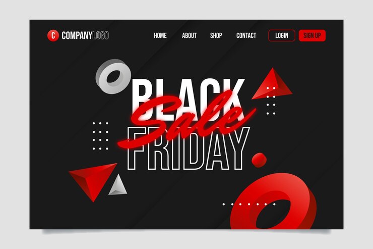 Free Vector realistic black friday landing page template