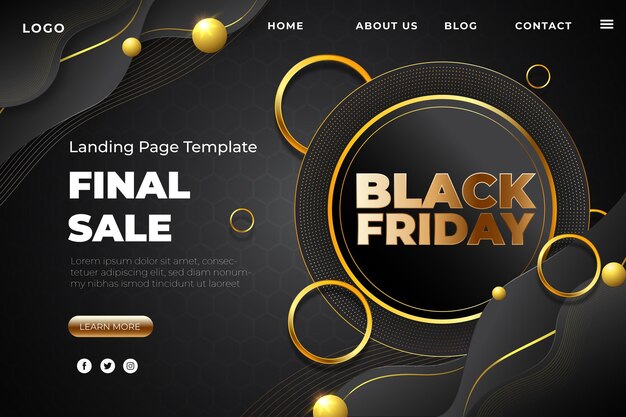 Realistic black friday landing page template