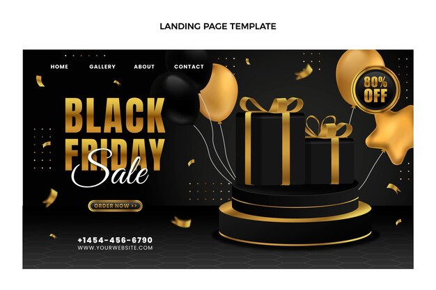 Realistic black friday landing page