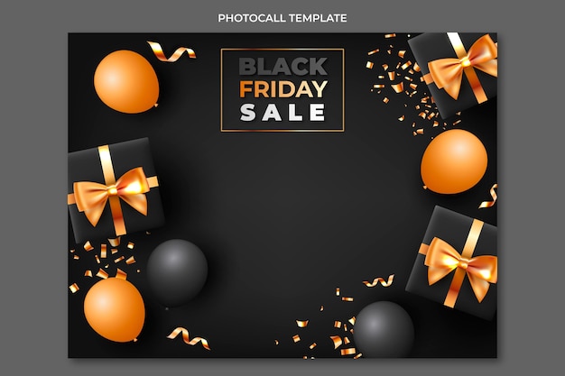 Realistic black friday photocall template