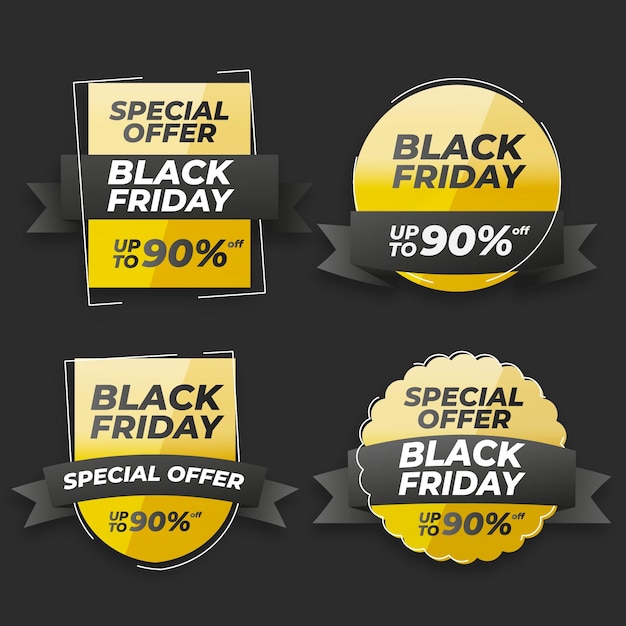 Free vector realistic black friday sale badges collection