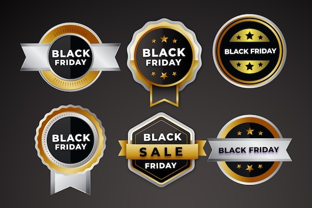 Vettore gratuito collezione realistica di distintivi di vendita del black friday