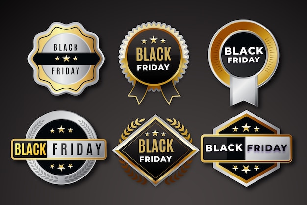 Realistic black friday sale badges collection