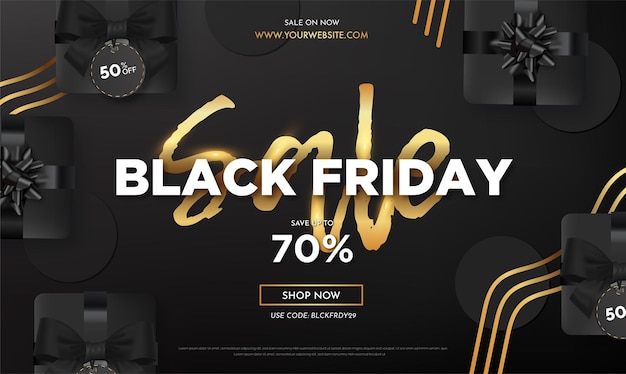 Realistic black friday sale with elegant text