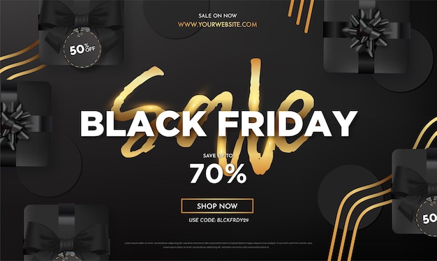 Realistic Black Friday Sale with Elegant Text