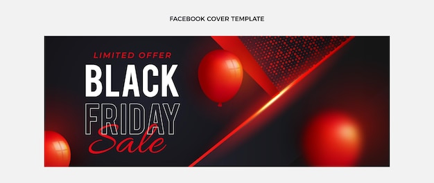 Realistic black friday social media cover template