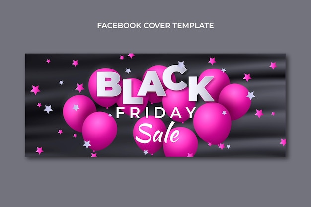 Realistic black friday social media cover template